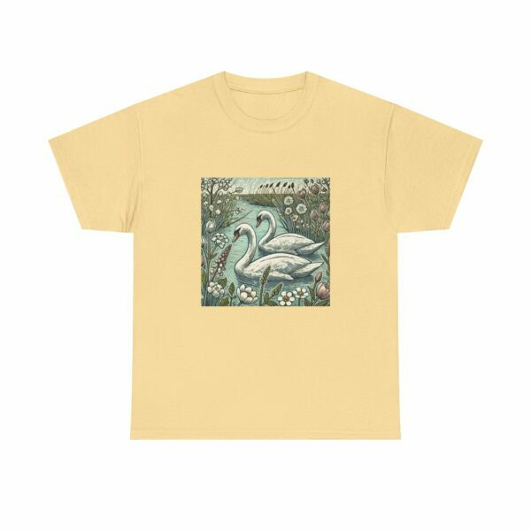 Seren the Swans Nature-Inspired Unisex Heavy Cotton Tee, Graphic Tee, Autumn Fashion, Gift for Wildlife Lover, Eco-Friendly Apparel - Image 11