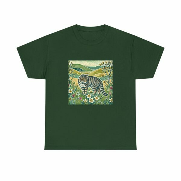 Bramble the Scottish Wildcat Unisex Heavy Cotton Tee, Cozy Animal T-Shirt, Nature Lover's Gift, Casual Wear, Pet Lover Apparel - Image 9