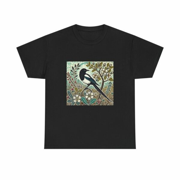 Jet the Magpie Bird-Inspired Unisex Heavy Cotton Tee, Nature Lover Tee, Gift for Bird Enthusiasts, Eco-Friendly Apparel, Cute Casual Wear