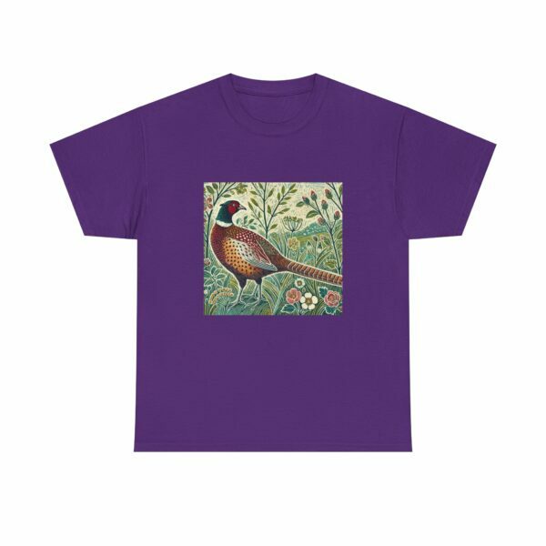 Percy the Pheasant Nature-Inspired Bird Tee, Unisex Heavy Cotton Tee with Floral Design, Gift for Nature Lovers, Eco-Friendly Apparel, Casual Wear - Image 9
