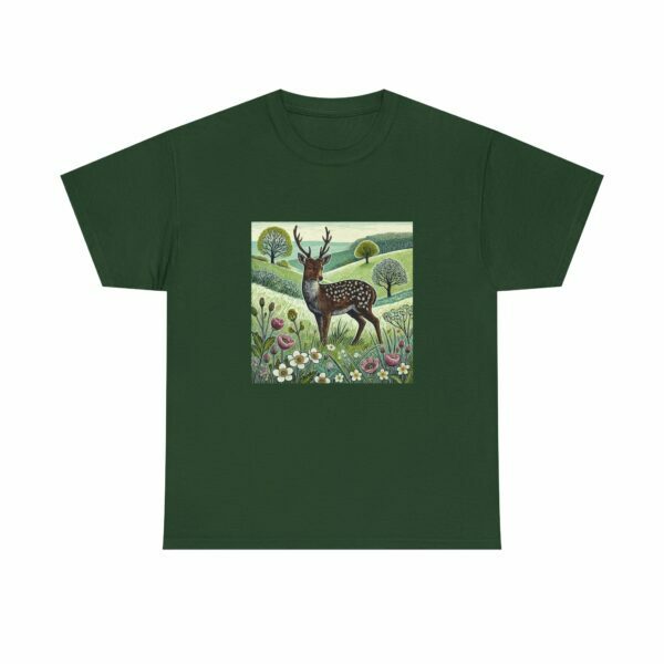 Sylvie the Sika Deer Nature-Inspired Unisex Tee, Wildlife Print T-Shirt, Casual Outdoors Shirt, Gift for Nature Lovers, Animal Art Apparel - Image 4