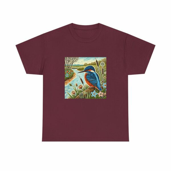 Flare the Kingfisher Nature-Inspired Unisex Heavy Cotton Tee, Bird Graphic Shirt, Casual Wear, Nature Lover Gift, Outdoor Adventure Tee, Eco-Friendly Apparel - Image 5