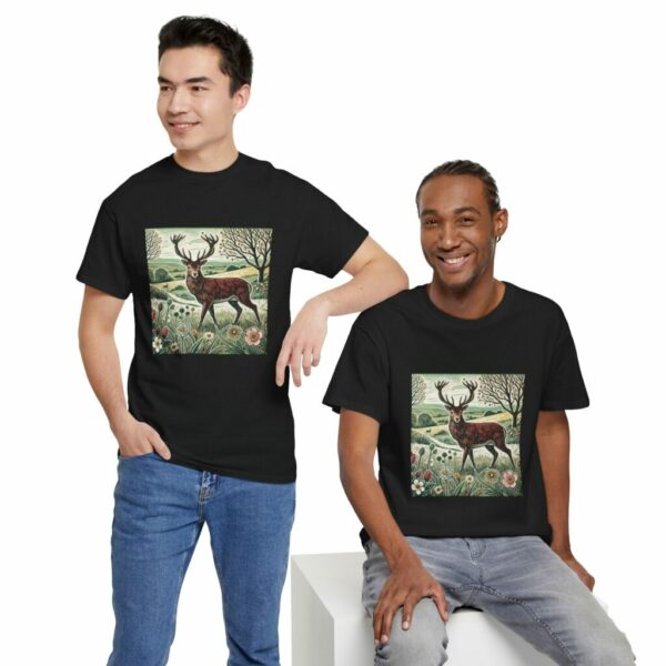 Flame the Red Deer Nature-Inspired Unisex Heavy Cotton Tee | Deer Graphic Tee for Outdoor Lovers, Wildlife Appreciation, Gift for Nature Enthusiasts