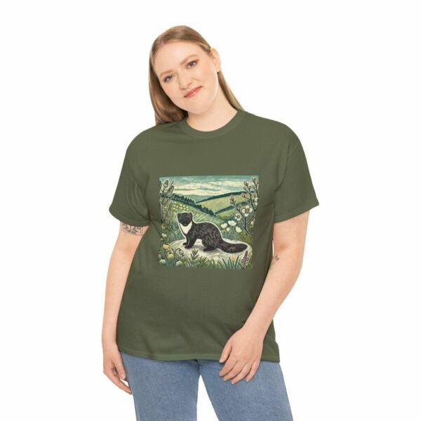 Fern the Pine Marten Nature Inspired Heavy Cotton Tee | Woodland Animal Lover Shirt, Outdoor Adventurer, Vintage Style Tee, Eco-Friendly Apparel