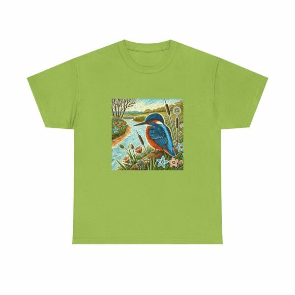 Flare the Kingfisher Nature-Inspired Unisex Heavy Cotton Tee, Bird Graphic Shirt, Casual Wear, Nature Lover Gift, Outdoor Adventure Tee, Eco-Friendly Apparel - Image 7