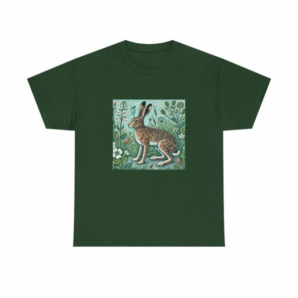 Hopper the Hare Botanical Rabbit Heavy Cotton Tee Nature Lover Spring & Summer Series T-Shirt Outdoor Apparel - Image 4