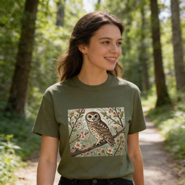 Luna the Owl Graphic Tee, Nature Lover Gift, Animal Print T-Shirt, Unisex Cotton Tee, Boho Aesthetic Apparel, Outdoor Wildlife Enthusiast
