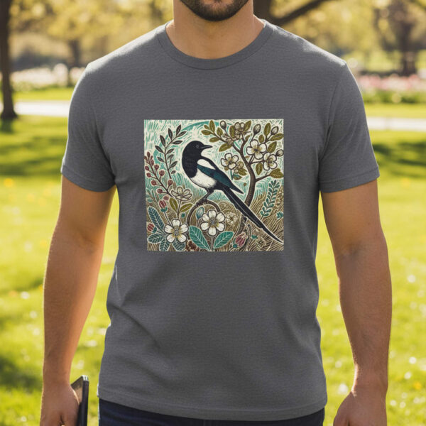 Jet the Magpie Bird-Inspired Unisex Heavy Cotton Tee, Nature Lover Tee, Gift for Bird Enthusiasts, Eco-Friendly Apparel, Cute Casual Wear