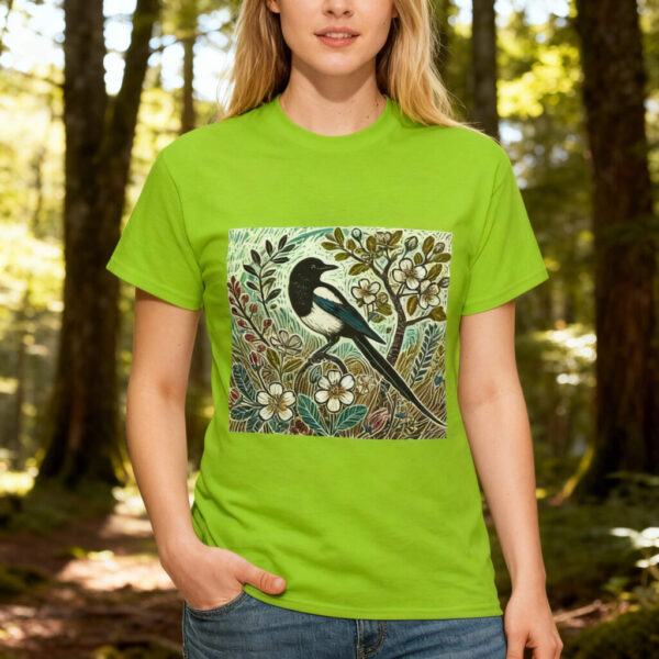 Jet the Magpie Bird-Inspired Unisex Heavy Cotton Tee, Nature Lover Tee, Gift for Bird Enthusiasts, Eco-Friendly Apparel, Cute Casual Wear