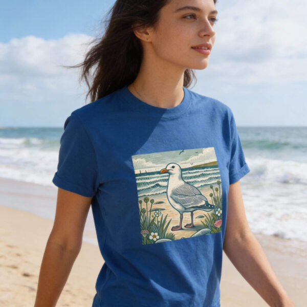 Gulliver the Coastal Seagull Tee - Beach Vibes, Nature Lovers Gift, Unisex Cotton T-Shirt, Casual Wear, Ocean-Themed Apparel, Summer Style