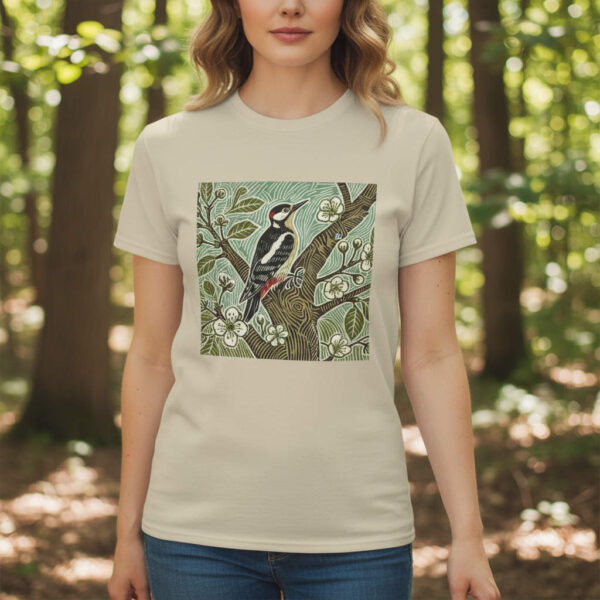 Alder the Woodpecker Bird Graphic Tee, Nature Lover Shirt, Unisex Casual T-Shirt, Gift for Bird Enthusiasts, Eco-Friendly Apparel