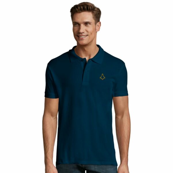 Men's Polo Shirt fitted cut with Square & Compass Gold Embroidery