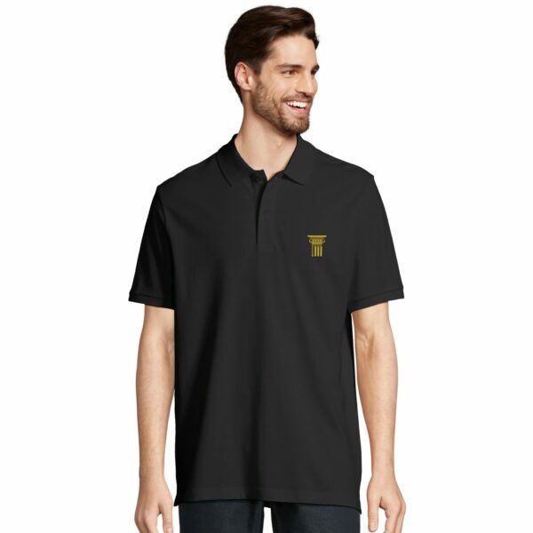 Organic Polo Shirt Comfortable Fit with Ionic Column Gold Embroidery
