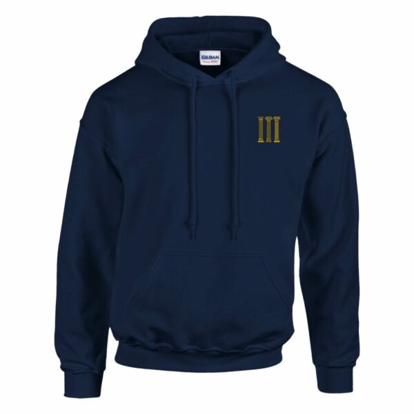 Classic Unisex Pullover Hoodie with Three Pillars Gold Embroidery