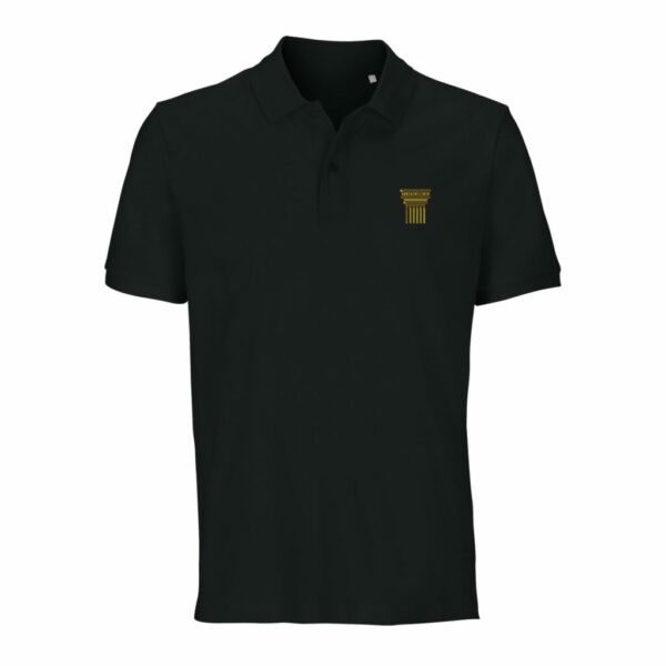 Organic Polo Shirt Comfortable Fit with Doric Column Gold Embroidery