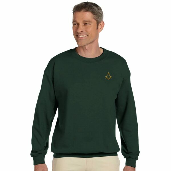 Classic Unisex Crewneck Sweatshirt with Square & Compass Gold Embroidery