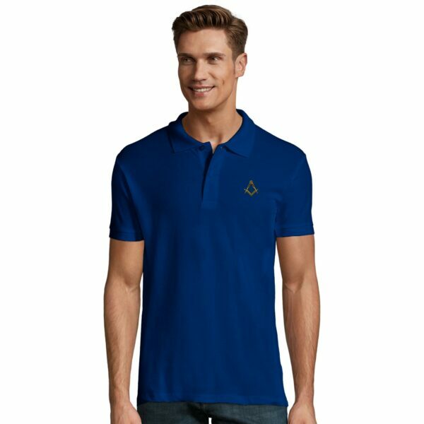 Men's Polo Shirt fitted cut with Square & Compass Gold Embroidery