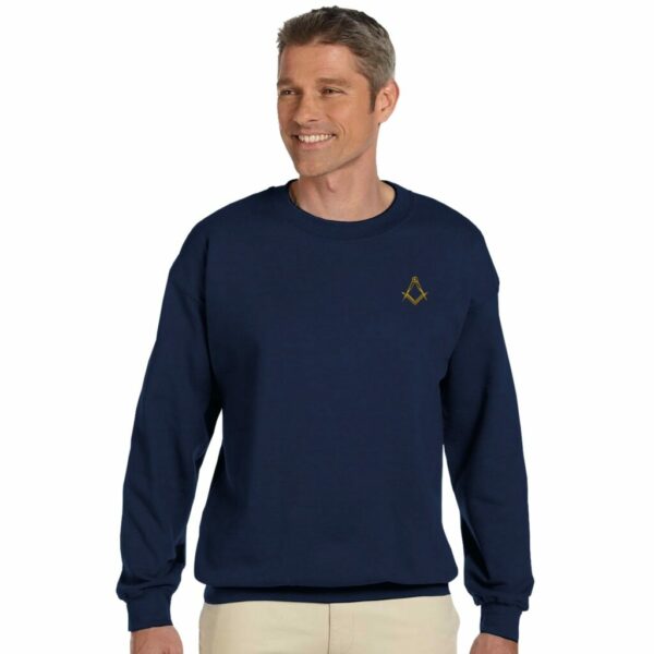 Classic Unisex Crewneck Sweatshirt with Square & Compass Gold Embroidery
