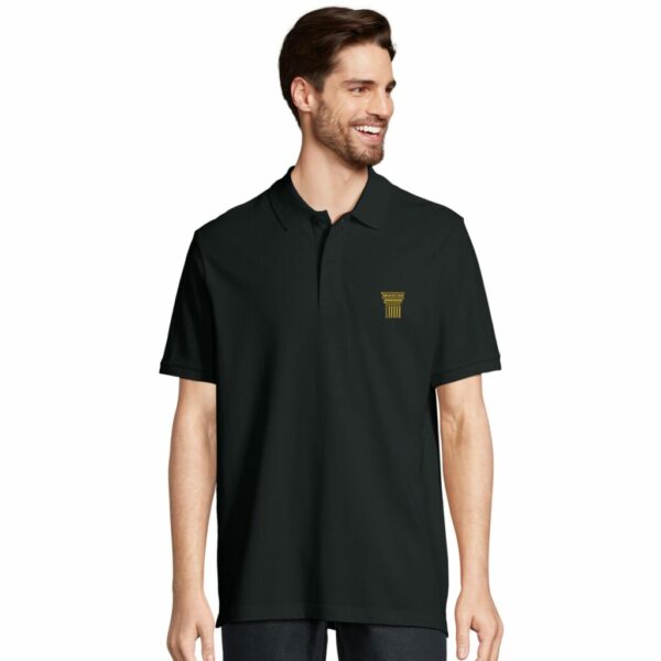 Organic Polo Shirt Comfortable Fit with Doric Column Gold Embroidery