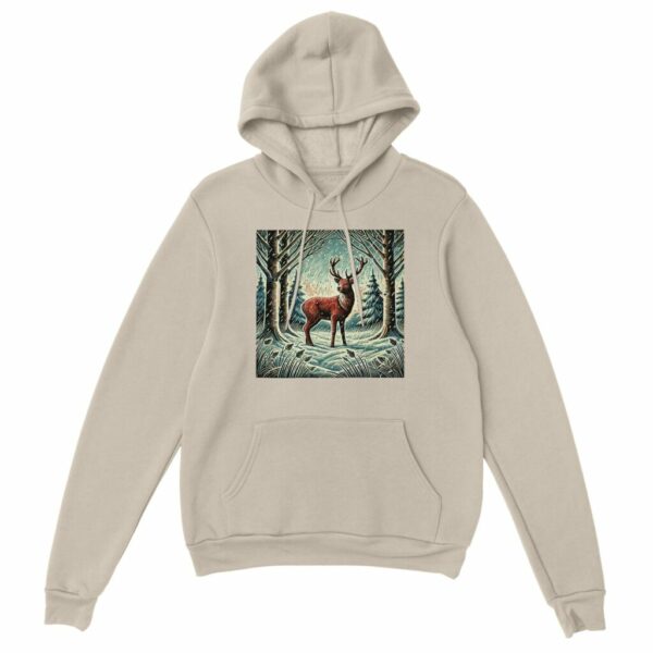 Winter Red Deer Reindeer Hoodie | Woodland Wildlife Collection Cosy Nature-Inspired Unisex Pullover