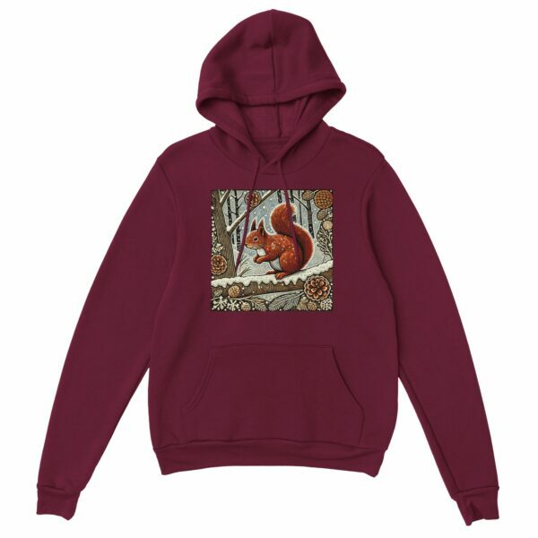 Winter Red Squirrel Hoodie | Woodland Wildlife Collection Cosy Nature-Inspired Unisex Pullover