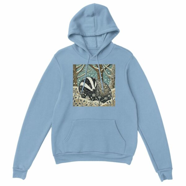 Winter Badger Hoodie | Woodland Wildlife Collection Nature-Inspired Unisex Pullover