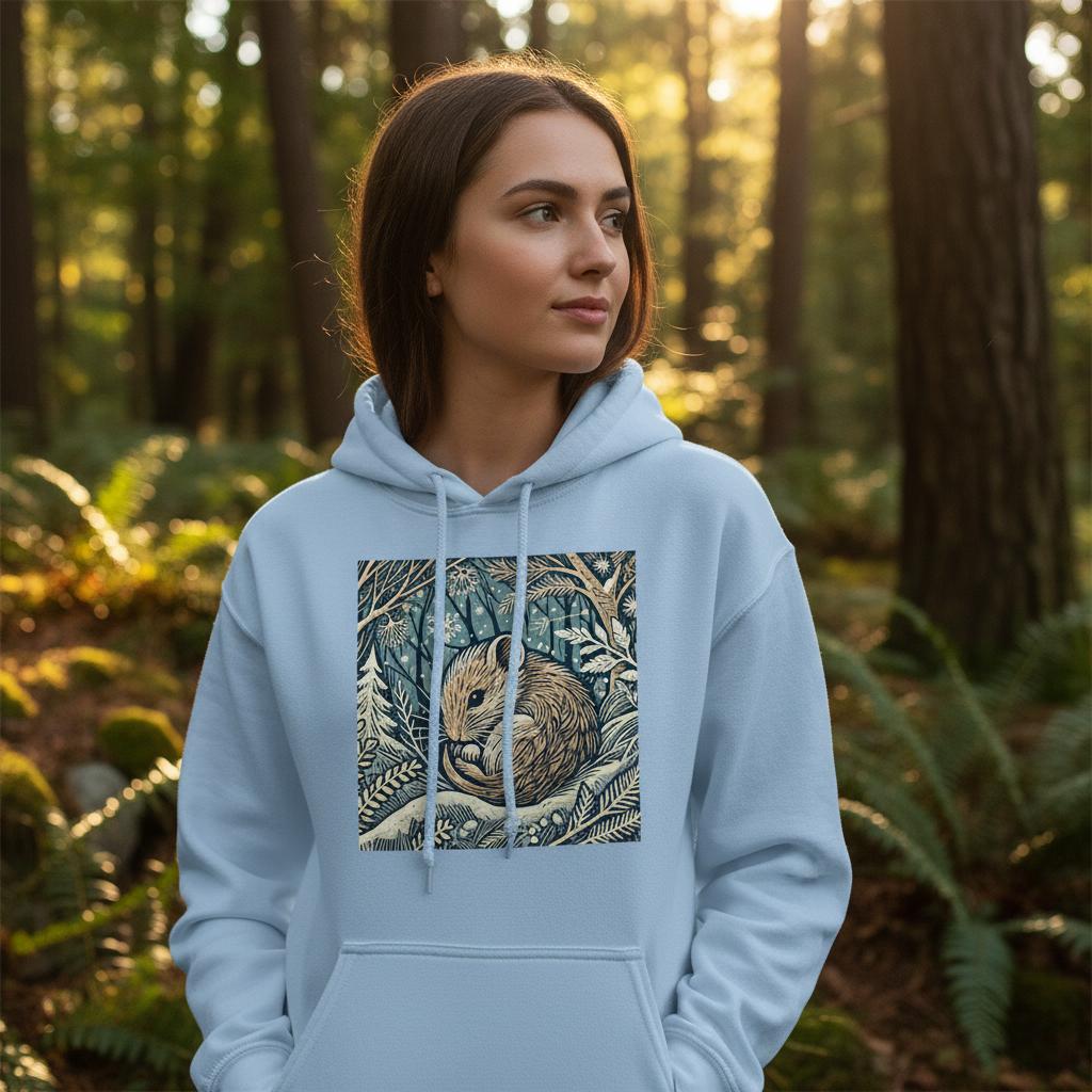 Dormouse hoodie light blue woman model