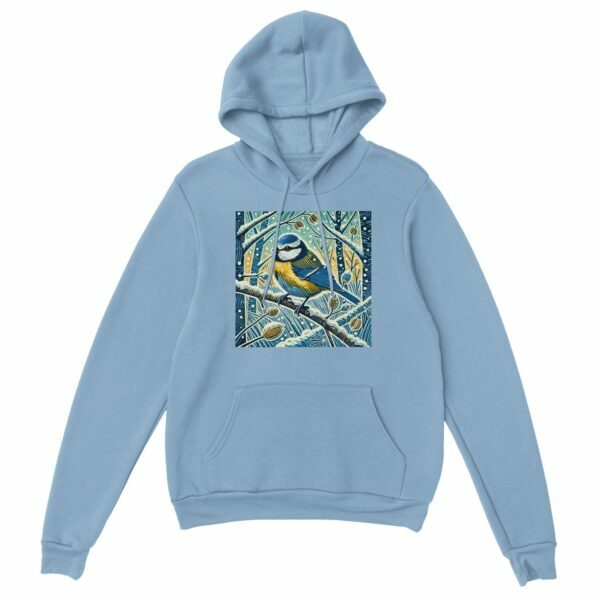 Winter Blue Tit Hoodie | Woodland Wildlife Collection Cosy Nature-Inspired Unisex Pullover