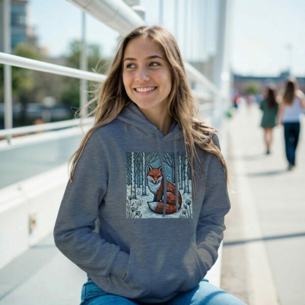 Winter Red Fox Hoodie | Woodland Wildlife Collection Cosy Nature-Inspired Unisex Pullover