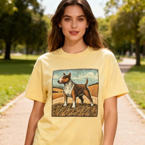 20251126142655-1f0cad3f-57ea-64ba-868a-b211e4c9b447.jpg Bull Terrier T-Shirt: Bull Terrier Dog Furry Friend Heavy Cotton Tee
