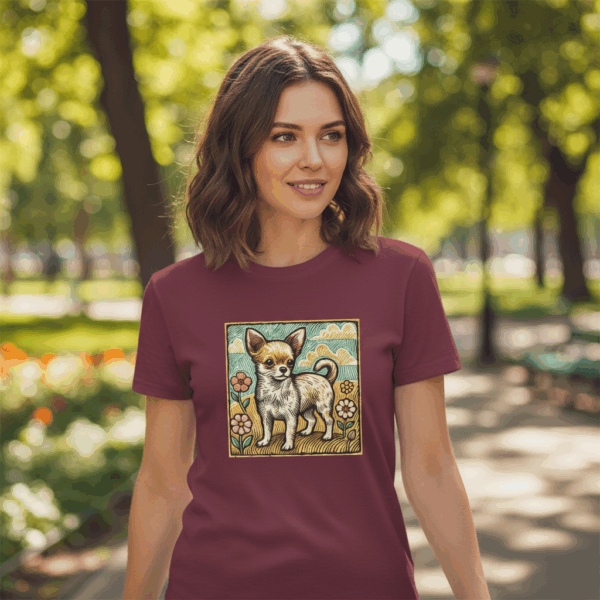 20251126193107-1f0cafe7-4c64-6fd2-94ac-1ef41f5d5b0f.png Cute Chihuahua T-shirt: Small Dog Illustration, Pet Lover Furry Friend Heavy Cotton Tee
