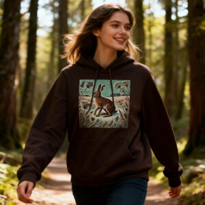 brown hare dark chocolate hoodie woman model