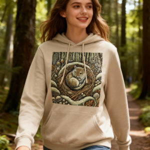 hazel dormouse hoodie sand woman model