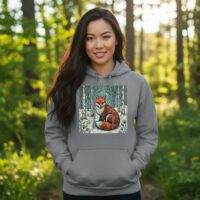 red fox hoodie woman model sports grey outdoor