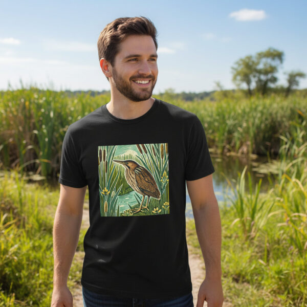 Bittern T-Shirt British Wetland Bird Wildlife Illustration, Reedbed Nature Tee, Birdwatcher Gift Wild Bird Series