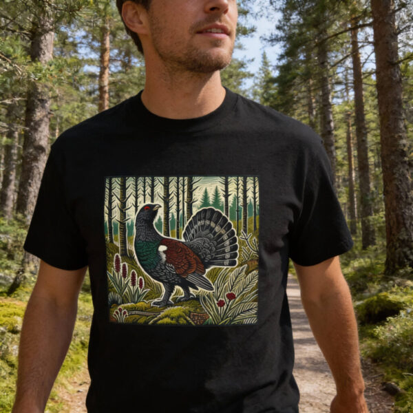 Capercaillie Capercaillie T-Shirt Scottish Woodland Grouse Wildlife Illustration Rare Forest Bird Nature Tee Birdwatcher Gift Wild Bird Series