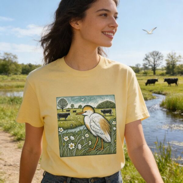 Cattle Egret Cattle Egret T-Shirt Elegant White Heron Wildlife Illustration Wetland Bird Nature Tee Birdwatcher Gift Wild Bird Series