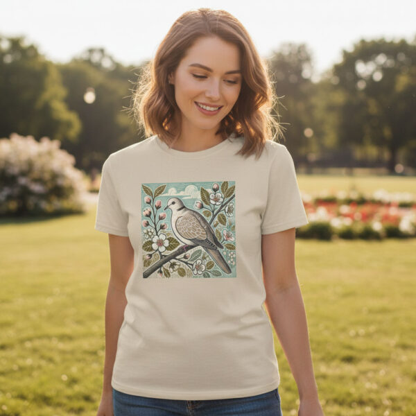 Collared Dove T-Shirt Gentle Garden Bird Wildlife Illustration British Songbird Nature Tee Bird Lover Gift Wild Bird Series