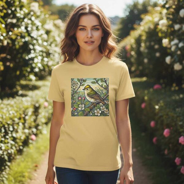 Goldcrest T-Shirt Tiny Woodland Songbird Wildlife Illustration British Forest Bird Nature Tee Bird Lover Gift Wild Bird Series
