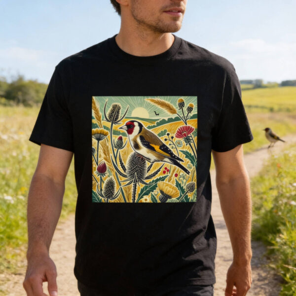 Goldfinch Goldfinch T-Shirt Colourful Garden Songbird Wildlife Illustration British Finch Nature Tee Bird Lover Gift Wild Bird Series