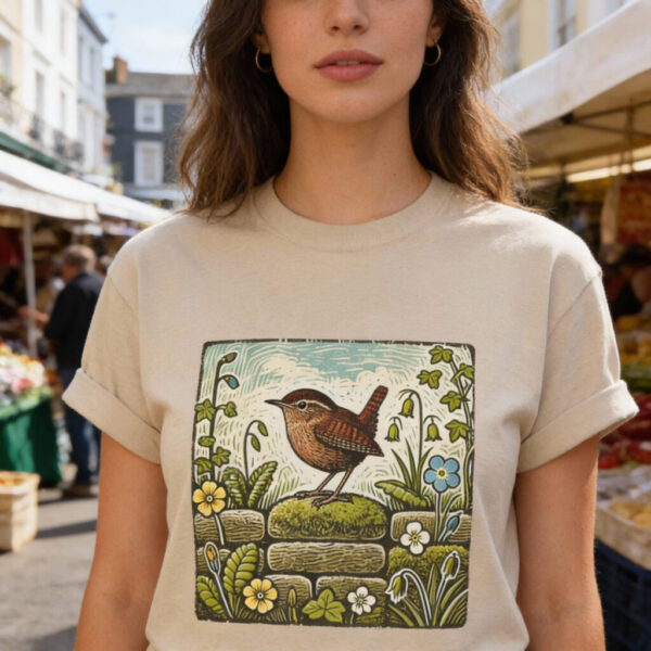 Wren Wren T-Shirt Tiny Garden Songbird Wildlife Illustration British Hedge Bird Nature Tee Bird Lover Gift Wild Bird Series