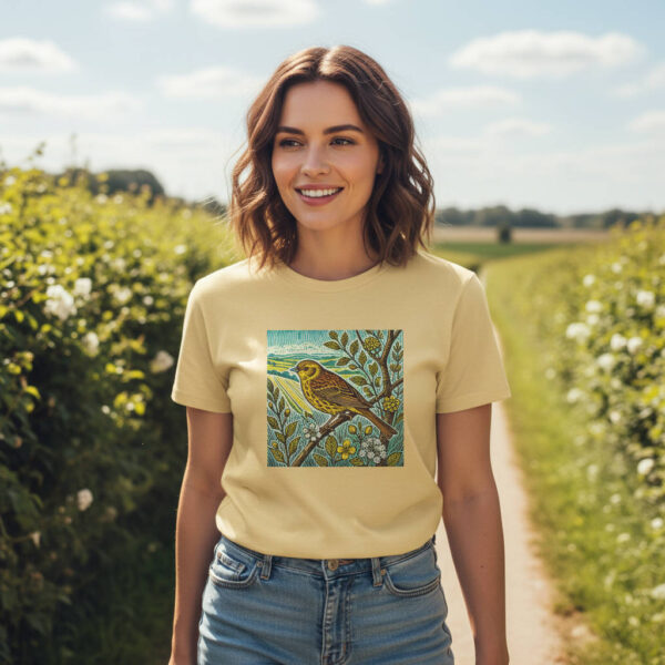 Yellowhammer T-Shirt Bright Farmland Songbird Wildlife Illustration British Countryside Bird Nature Tee Bird Lover Gift Wild Bird Series