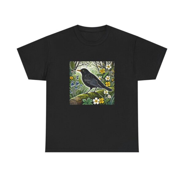 Blackbird T-Shirt British Garden Bird Wildlife Illustration, Songbird Nature Tee, Bird Lover Gift Wild Bird Series
