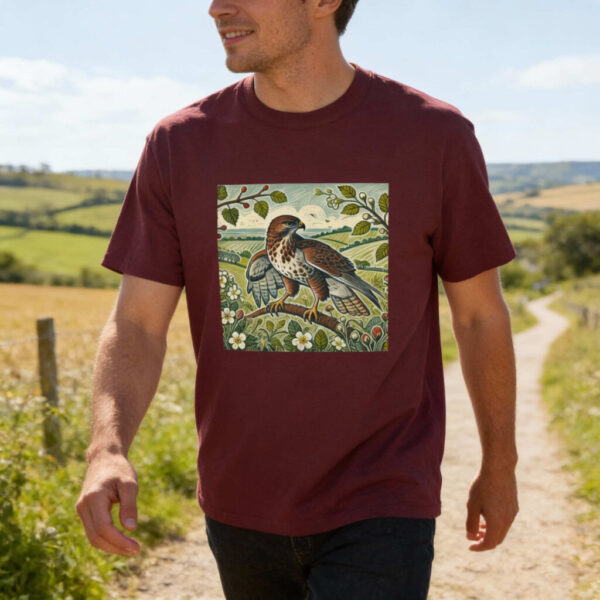 Sky the Buzzard Print Heavy Cotton Tee (Spring+Summer Series) Nature Lovers Gift, Casual Wear, Wildlife Fan Tee