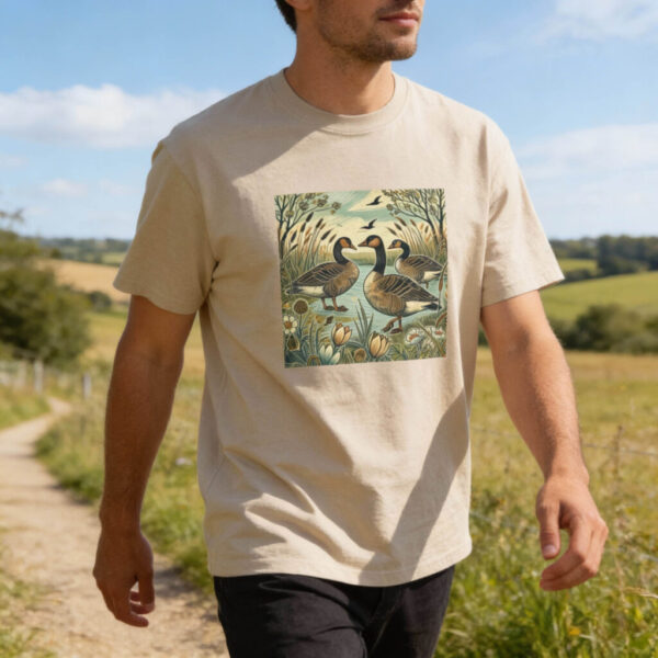 Wild Geese Nature Unisex Heavy Cotton Tee, Eco-Friendly Casual Wear, Gift for Nature Lovers, Perfect for Outdoors, Wildlife Shirt