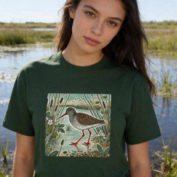 Rusty the Red Shank Nature-Inspired Unisex Heavy Cotton Tee, Earthy Aesthetic Shirt, Wild Bird Print Tee, Casual Wear, Gift Nature Lovers
