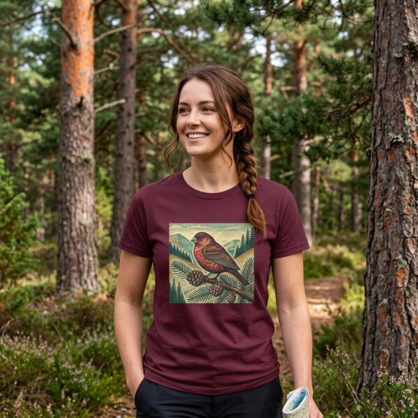 Scottish Crossbill T-Shirt Rare Highland Bird Wildlife Illustration Nature Tee Birdwatching Gift UK Endemic Bird Shirt