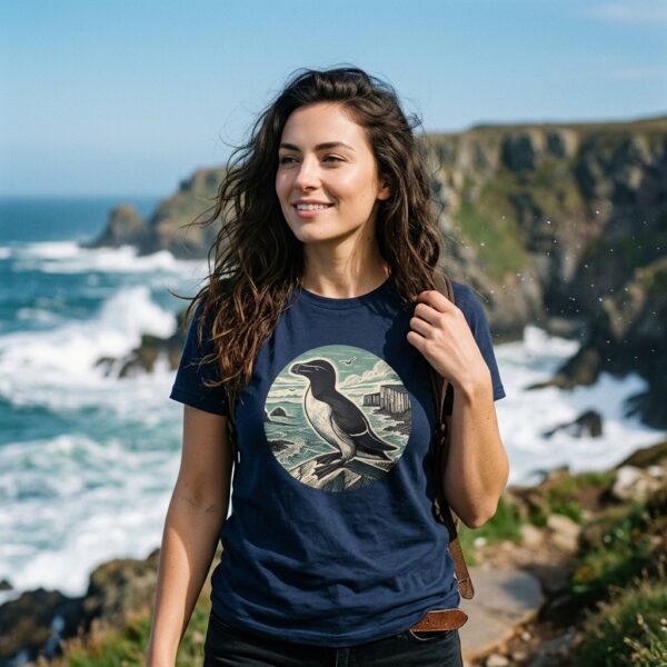 Razorbill T-Shirt Seabird Wildlife Illustration Coastal Bird Nature Tee Birdwatching Gift UK Sea Cliff Bird Shirt