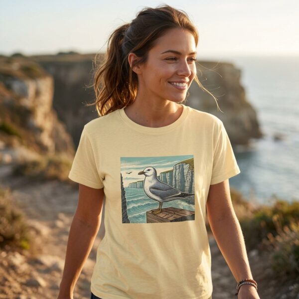Kittiwake T-Shirt Seabird Wildlife Illustration Coastal Bird Nature Tee Birdwatching Gift UK Sea Cliff Bird Shirt