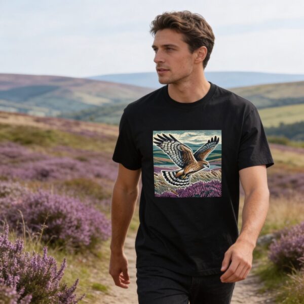 Hen Harrier T-Shirt UK Bird of Prey Wildlife Illustration Moorland Nature Tee Birdwatching Gift Raptor Shirt